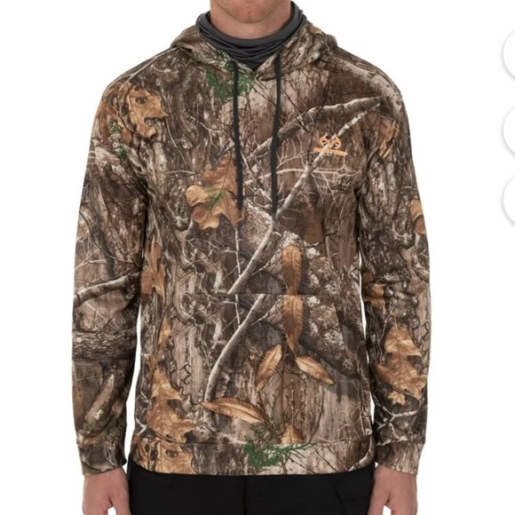 NWOT Realtree Men’s Long Sleeve Performance Fleece Camo Hooded Sweatshirt Medium - Picture 1 of 9